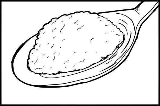 Outline illustration of spoon with sugar inside