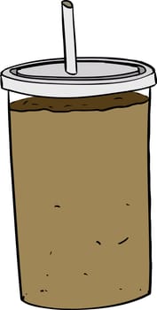 Single isolated cartoon cup of ice coffee