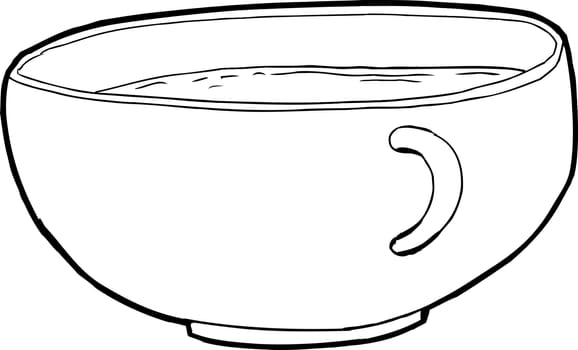 Single full coffee cup cartoon over white background