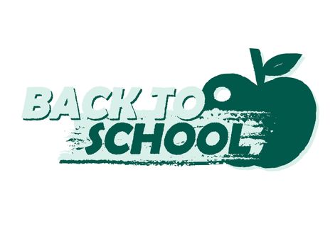 back to school text with apple symbol, education concept, drawn banner