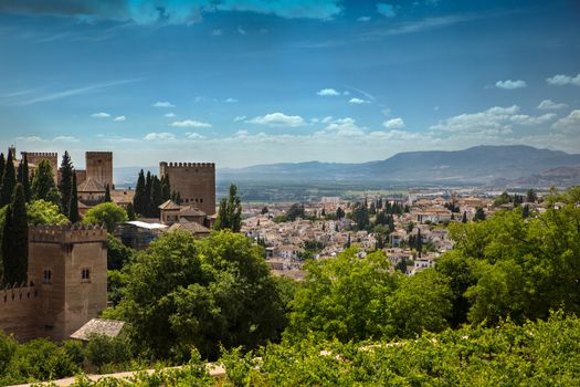 View to Granada city from Alhambra, Andalusia, Spain