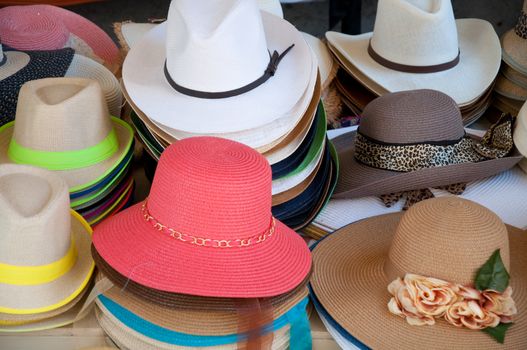 Different types and models of hats numerous colors