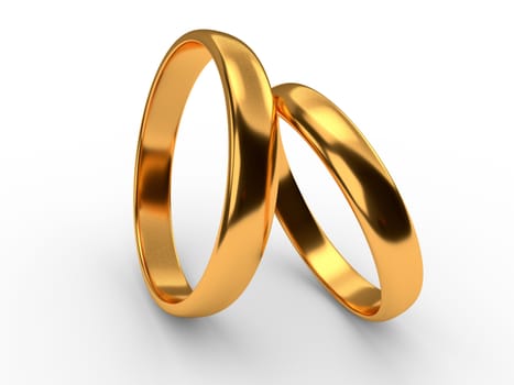 Illustration of two wedding gold rings lie on each other