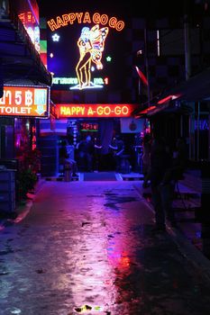 PATTAYA, THAILAND - DECEMBER 13: Nightlife on walking street on December 13, 2013 in Pattaya.