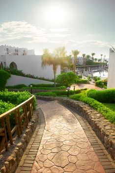 Road to the swimming pool in Egyptian hotel