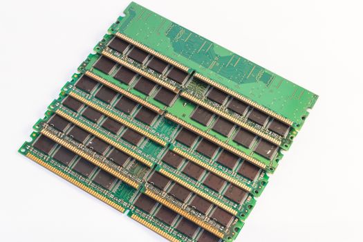 The memory ram modules on white background