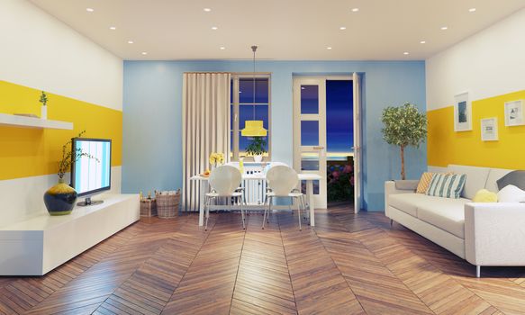 modern living room  interior design. 3D rendering concept