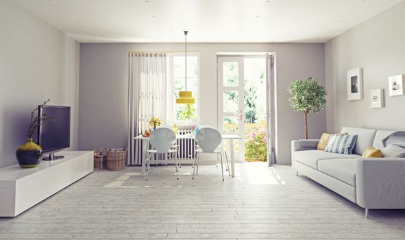 modern living room  interior design. 3D rendering concept