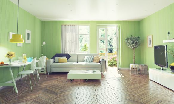 modern living room  interior design. 3D rendering concept