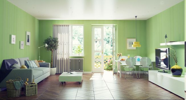 modern living room  interior design. 3D rendering concept