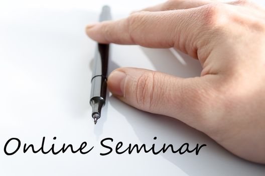 Online seminar text concept isolated over white background