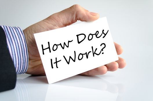How does it work text concept isolated over white background