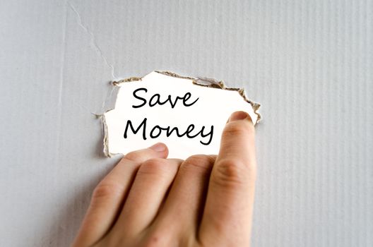 Save money text concept isolated over white background