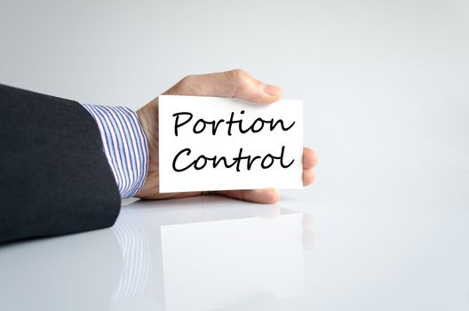Portion control text concept isolated over white background