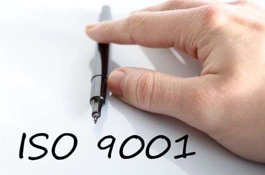 Iso 9001 text concept isolated over white background