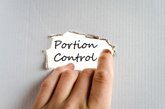 Portion control text concept isolated over white background