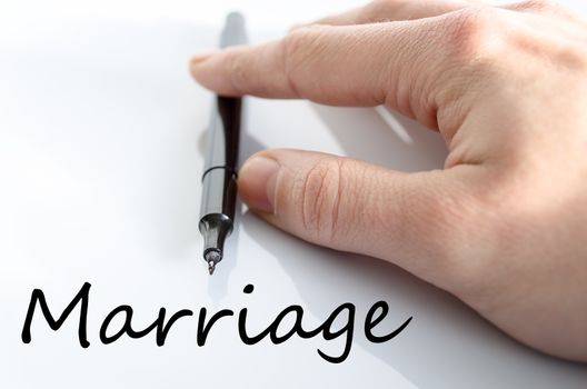 Marriage text concept isolated over white background