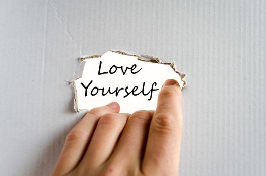 Love yourself text concept isolated over white background