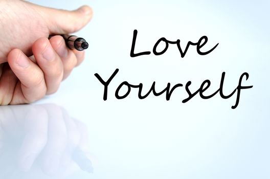 Love yourself text concept isolated over white background