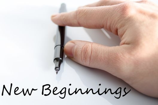 New beginnings text concept isolated over white background