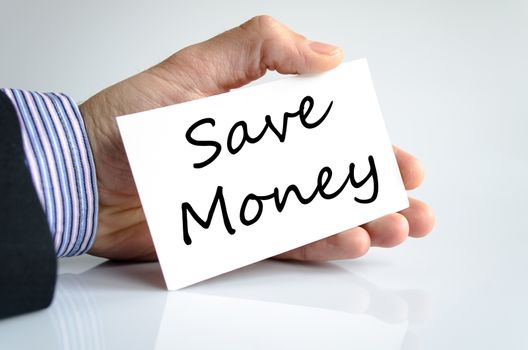 Save money text concept isolated over white background