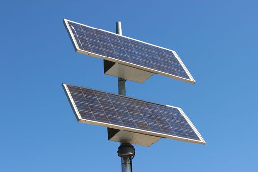 Solar Panels Against The Deep Blue Sky in Lyon, France