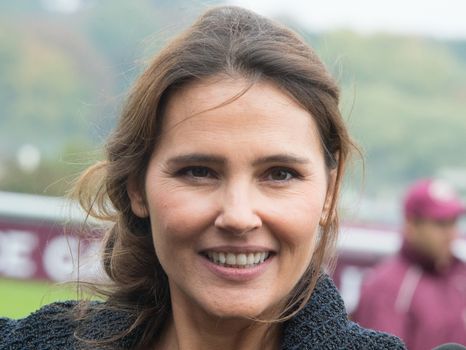 FRANCE, Paris: French actress Virginie Ledoyen is pictured at 94th Qatar Prix de l'Arc de Triomphe equestrian race held at Longchamp racecourse in Paris, on October 4, 2015.