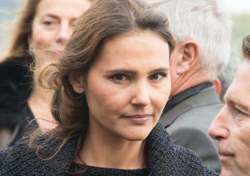 FRANCE, Paris: French actress Virginie Ledoyen is pictured at 94th Qatar Prix de l'Arc de Triomphe equestrian race held at Longchamp racecourse in Paris, on October 4, 2015.