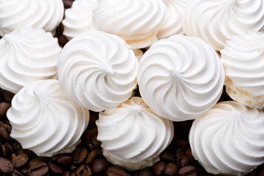 French vanilla meringue cookies and  coffee beans