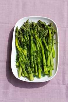 green asparaguses with the fresh dill