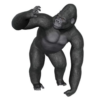 Angry gorilla isolated in white background - 3D render