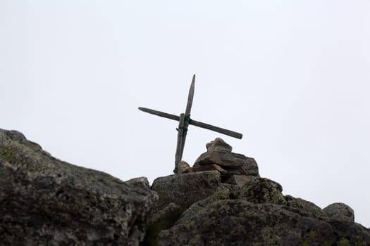 Summit cross at the High Tatra, in the Carpathian Mountains of Slovakia