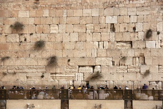Jewish prayers near western wall in jerusalem old city