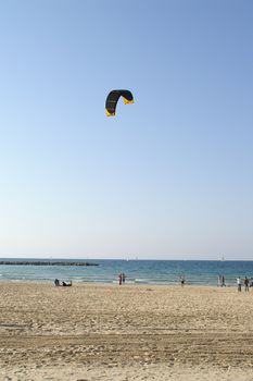 paraplane in a sea beach - dangerous hobby