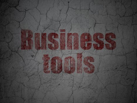 Business concept: Red Business Tools on grunge textured concrete wall background