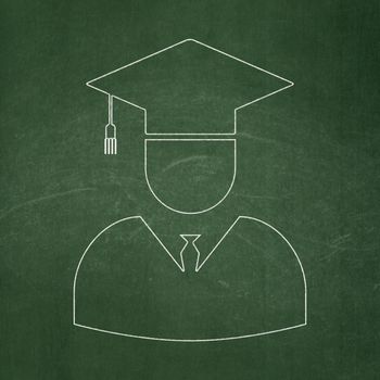 Science concept: Student icon on Green chalkboard background
