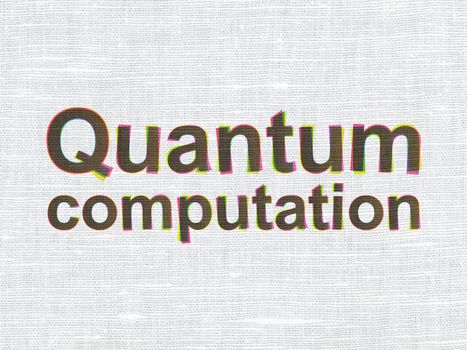Science concept: CMYK Quantum Computation on linen fabric texture background