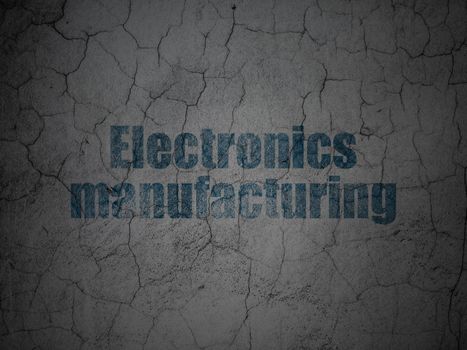 Industry concept: Blue Electronics Manufacturing on grunge textured concrete wall background