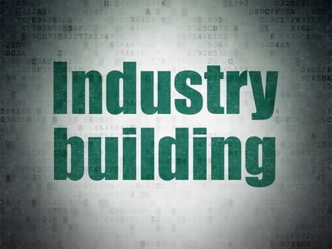 Manufacuring concept: Painted green word Industry Building on Digital Paper background