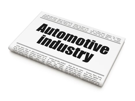 Manufacuring concept: newspaper headline Automotive Industry on White background, 3d render