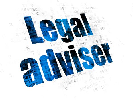 Law concept: Pixelated blue text Legal Adviser on Digital background