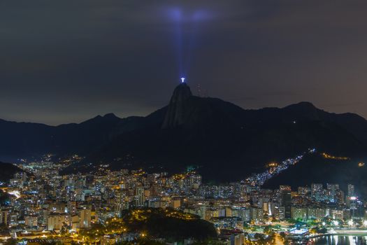 Night Panoramic of Rio de Janeiro Christ Redeemer taken from Sugarloaf Mountain