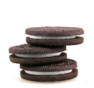 AYTOS, BULGARIA - OCTOBER 04, 2015: Oreo isolated on white background. Oreo is a sandwich cookie consisting of two chocolate disks with a sweet cream filling in between.