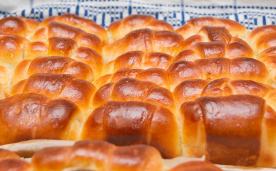 A tasty croissant with jam made from rose hip jam.