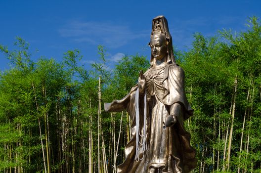 Guan Yin, Goddess of Mercy, bronze statue in Bamboo Garden