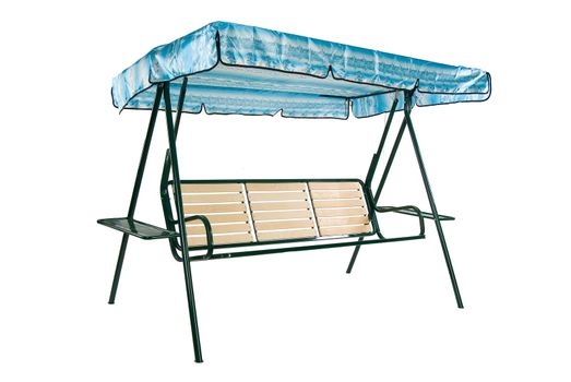 Camping and garden furniture on isolated studio background