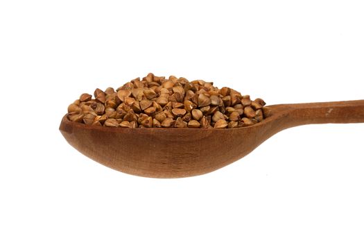 Spoon with cereal on an isolated studio background