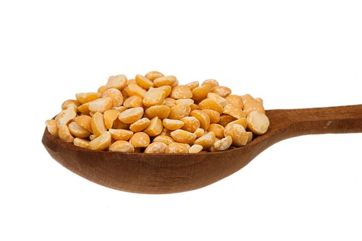 Spoon with cereal on an isolated studio background