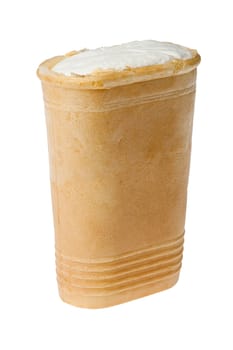 Ice cream in a waffle cup on white background