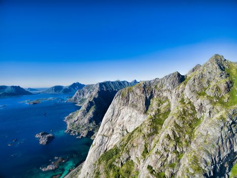 Magnificent peaks on Lofoten islands in Norway, popular destination for climbers